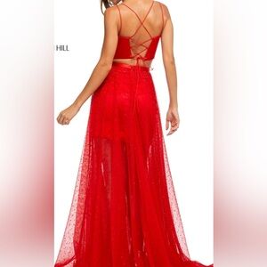 Sherri Hill Vibrant Red Backless Gown
